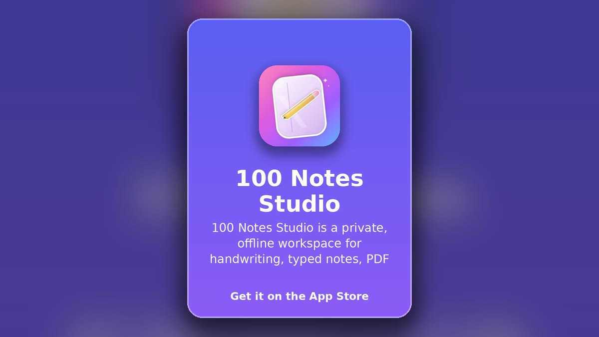 100 Notes Studio iOS app guide preview